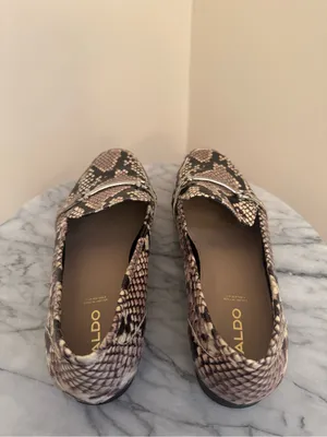 ALDO Snake Print Leather Loafers Women’s Size 9 Horsebit Slip On Flats thumbnail 5
