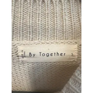 By Together Boho cream fairy Orange Smiley Face Knit Sweater Cozy Casual Size S winter thumbnail 7