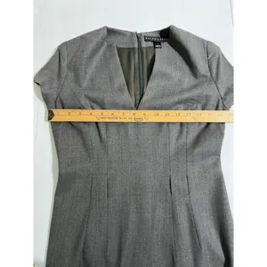 Ralph Lauren Grey Virgin Wool Blend Notched V-Neck Sheath Dress Size 4 thumbnail 6