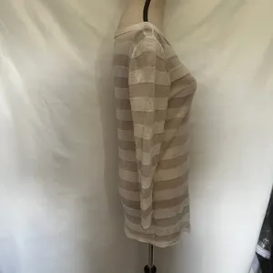 Tory Burch Metallic Stripe Tunic Sweater Sz M Coastal Quiet Luxury Bateau Preppy thumbnail 6