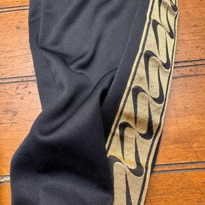 Nike Sportswear Women Black Gold Logo Tape‎ Track Pants Joggers AR4912-010 L thumbnail 2