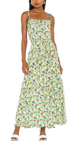 SWF Dynamic Floral Dress Size Medium Resurgence Shoulder Tie Maxi Revolve thumbnail 1