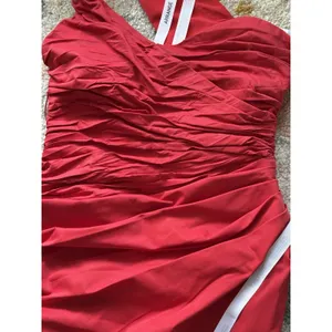 Arrange ASOS NWT One Shoulder Maxi Gown Dress Size 4 US Red Ruched Slit Formal thumbnail 8