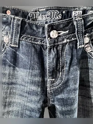 MISS ME Low Rise Boot Cut Jean Dark Wash Denim Sz 28 Flap Pockets JW5180B7 Y2K thumbnail 9