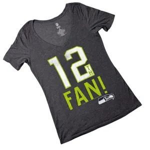 NEW Seattle Seahawks T Shirt‎ Womens S Gray NFL Team Apparel 12th Fan V Neck thumbnail 1