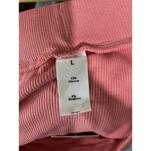 Halara Ribbed‎ Knit Solid Ruched Drawstring Split Bodycon Midi Skirt Sz L Pink thumbnail 3