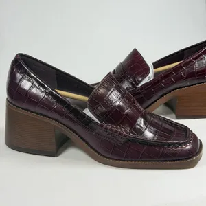 Dolce Vita Size-8.5 Loafers Talie Cabernet Leather Block‎ Heel Penny Burgundy thumbnail 2