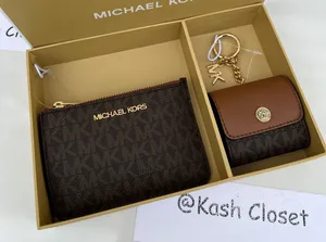 Michael Kors Giftable boxed Coin Pouch and Apple AirPods® Case Gift Set-Brown thumbnail 1