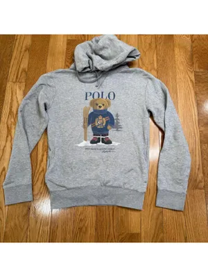 Polo Ralph Lauren Size Sx Polo Bear Hoodie Pull Over Sweatshirt Ski Bear Graph. thumbnail 5