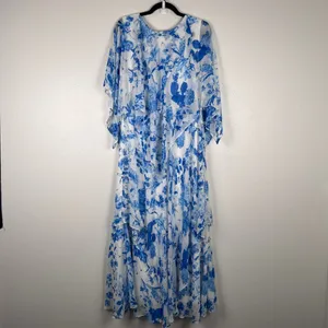 Vicky Tiel Women's Chiffon Floral Maxi Dress Sz 1X thumbnail 6
