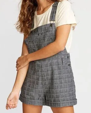 RVCA Grey Striped Overall Shorts thumbnail 1