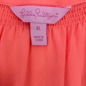 Lily Pulitzer Coral Sleeveless Bow Tie Blouse 100% silk thumbnail 3