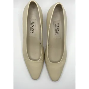 Vintage Enzo Angiolini Ivory Leather Square Toe Pumps Low Heel 90s Y2K Size 71/2 thumbnail 2