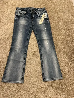 Miss Me jeans Y2k low rise boot cut NWT saddle stitching‎ gemstones 31 RARE thumbnail 1