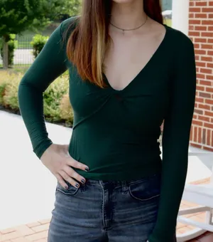 Altar'd State Ribbed Front Knot Long Sleeve Top  thumbnail 1