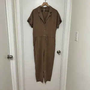 Free People | Woman's‎ Lottie Brown Short Sleeve Drawstring Utility Jumpsuit, S thumbnail 3