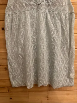 Y2K Free People Medium Baby Blue Babydoll Cap Sleeve Nylon Lace Blouse Coquette thumbnail 3