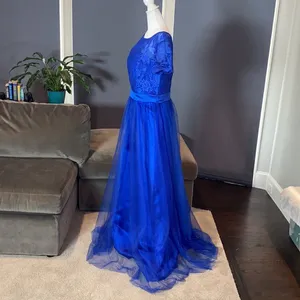 Women’s Short Sleeve Full Length Lace & Tulle Bridesmaid Party Dress Size XL NWT thumbnail 3