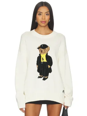 Polo Ralph Lauren Cotton Bear Long Sleeve Crew Neck Pullover in Ivory Large Wome thumbnail 4