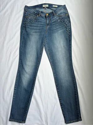 Vintage America Blues Boho Skinny Jeans 8/29 Floral Embroidered Embellished thumbnail 2