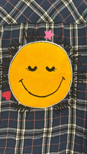 Smile Patch Plaid Flannel Button Down Shirt XL thumbnail 5