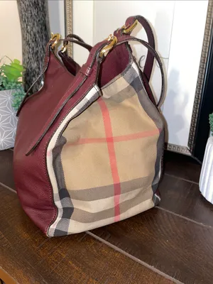 Burberry Canterbury House Check Canvas Leather Tote Shoulder Bag thumbnail 3