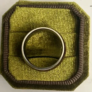 Titanium Steel Wood Finish Silver Trim Polished Finish 6mm Unisex Band Size 9 thumbnail 3