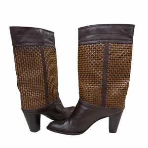 Stuart Weitzman Brown Leather Woven Boots thumbnail 5