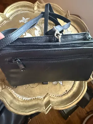 We Wore What vintage Bodenschatz black leather zip-around travel wallet bag / organizer clutch. thumbnail 5