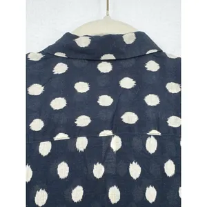Madewell Navy Blue Polka Dot Cotton Button Front Shirt Coastal Preppy Size M NWT thumbnail 5