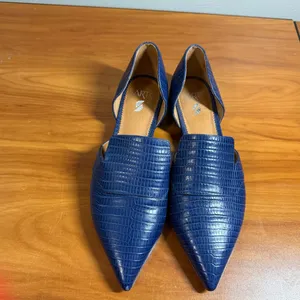Franco Sarto Toby Medium Pointed Toe Loafers Animal Print Blue Navy d'Orsay | 7M thumbnail 4