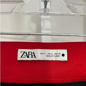 ZARA Red Satin Effect Mini Skirt High Waisted Skirt Curved Hem Womens Size Large thumbnail 5