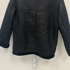 Zara‎ Blogger Favorite Faux Fur Oversized Moto Style Jacket Bomber Small Black thumbnail 9