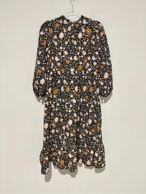 Universal thread long sleeve floral midi dress‎ blue orange size medium thumbnail 3
