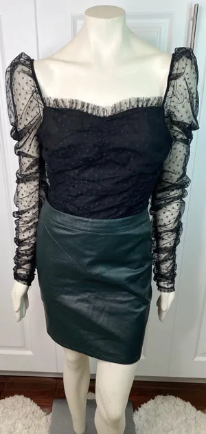 VICI Benefit Polka Dot Ruched Gathered Sleeve Mesh Tulle Top by Free the Roses thumbnail 12