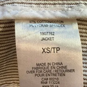 Vintage French Dressing Tan White Pinstripe Funnel Neck Zip Jacket XS Cotton thumbnail 12