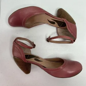 JUMP 7.5 Bayke Pink Leather Ankle Strap Cone Heel dOrsay Pumps Retro Style thumbnail 3