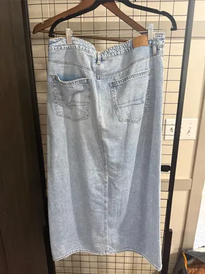 American Eagle Light Wash Denim Jeans Skirt thumbnail 2