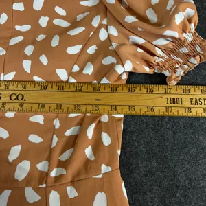 Lulus Terracotta Orange White Abstract Print Puff Sleeve Mini Dress Small thumbnail 7