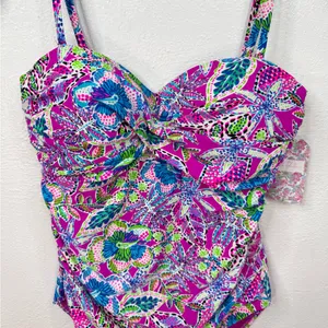 Stella Parker One Piece Swimsuit Womens Size L Purple Multicolor Floral thumbnail 3