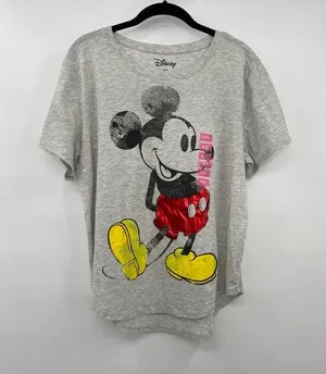 Disney Mickey Mouse T Shirt Short Sleeve Crew Neck Gray Womens XXL thumbnail 1