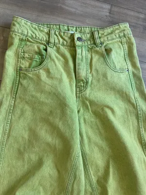 Urban Outfitters BDG Women's Green and Yellow Wide Leg Barrel Jeans Sz 24 thumbnail 7