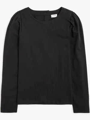 NWT J. Crew Size Small Black Puff Sleeve 100% Cotton Button Back Top NEW thumbnail 4