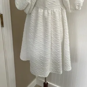 FREE PEOPLE Violet Puff Sleeve Tie Back Babydoll Mini Dress in White Size M (?) thumbnail 10