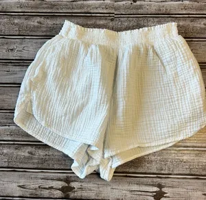 Aerie Cotton White Elastic-Waist Athletic Shorts Size Medium Coastal Vacation thumbnail 1