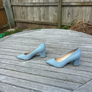 Marc Fisher ZALA BLOCK‎ HEEL POINTY TOE PUMP - Light Blue Denim- size 5.5 thumbnail 5