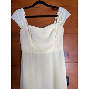 NWT Lulus Magical Magnetism Pale Yellow Off-the-Shoulder Maxi Dress Banquet Sz S thumbnail 4