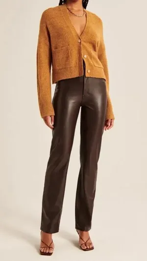 NEW Abercrombie & Fitch Vegan Leather 90s Straight Pant thumbnail 5