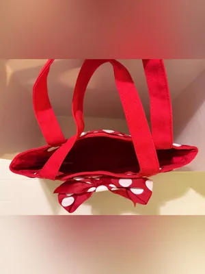 Disney Parks Canvas Red w White Polka Dots Tote Bag Embroidered Minnie Mouse thumbnail 6