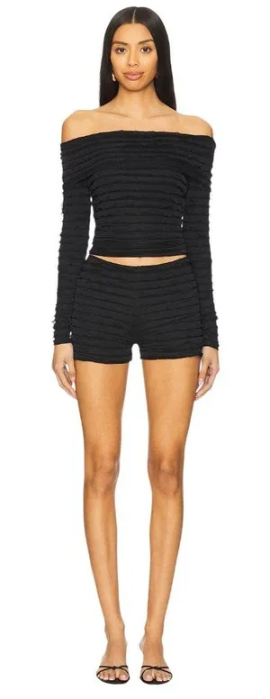 superdown Jessamine Shorts Set in Black Small New Womens Coord Set thumbnail 1